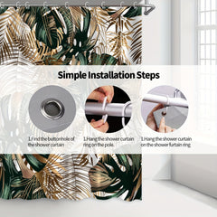 Tropical Leaves Plant Shower Curtain Fabric Shower Curtains For Bathroom