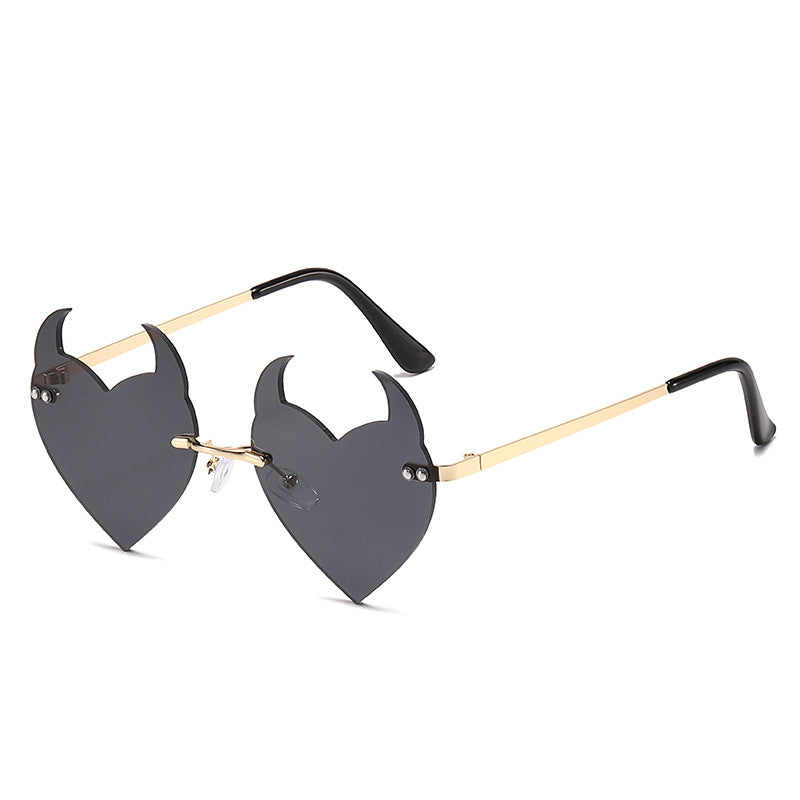 Metal Rimless Sunscreen Sunglasses for Ladies