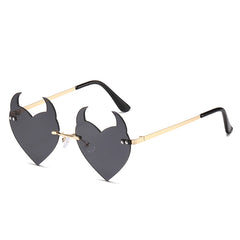 Metal Rimless Sunscreen Sunglasses for Ladies