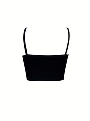 Solid Ribbed Crop Cami Top Sleeveless Summer Casual