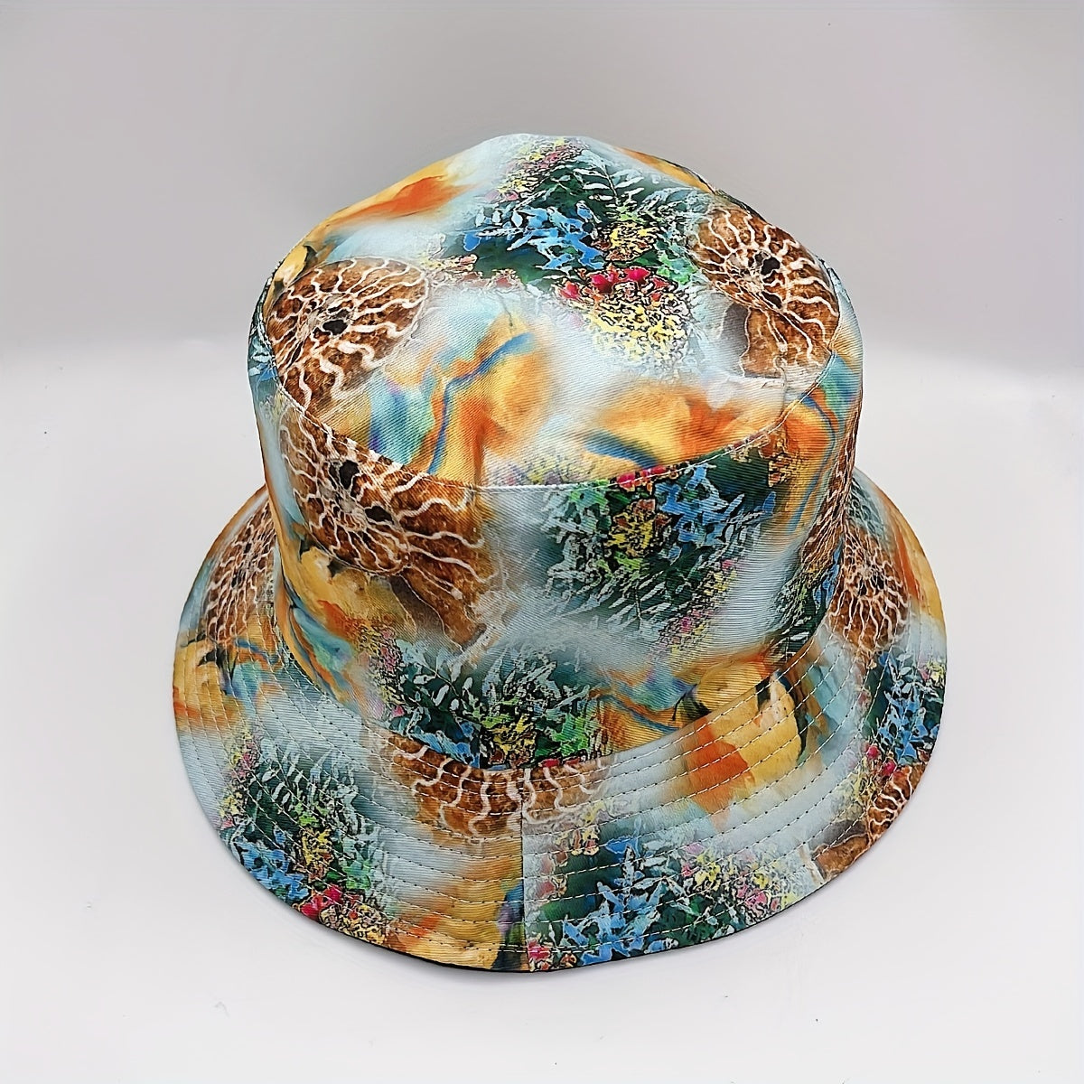 Under Sea Print Reversible Cotton Basin Hat UV Protection Travel Beach Hats