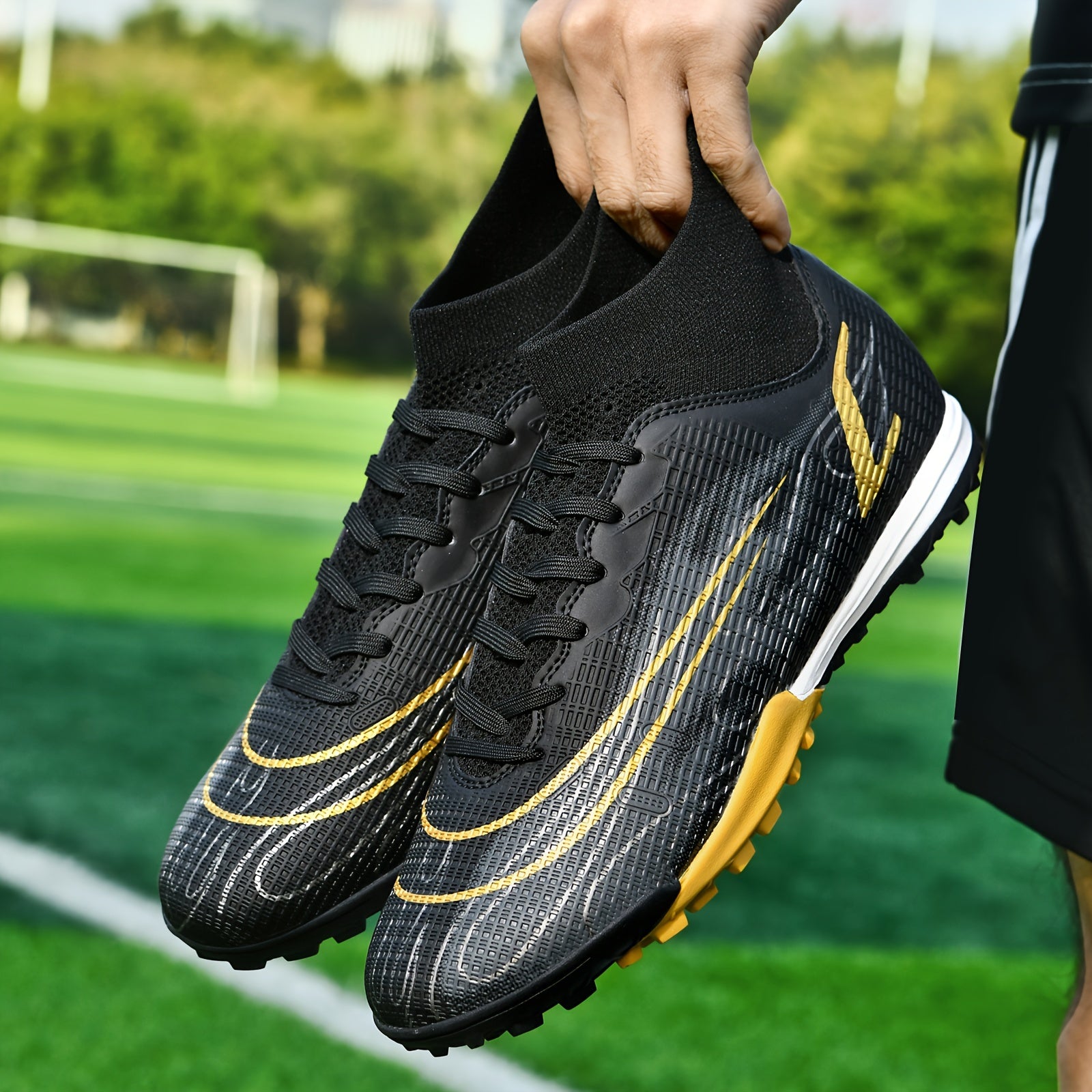 Boy's High Top Turf Football Boots Lace Up TF Soccer Cleats