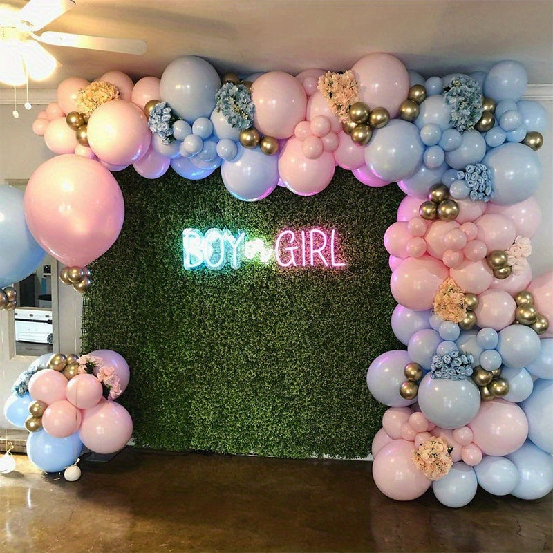 163pcs Macaron Pink Birthday Party Backdrop Baby Shower Wedding Decoration