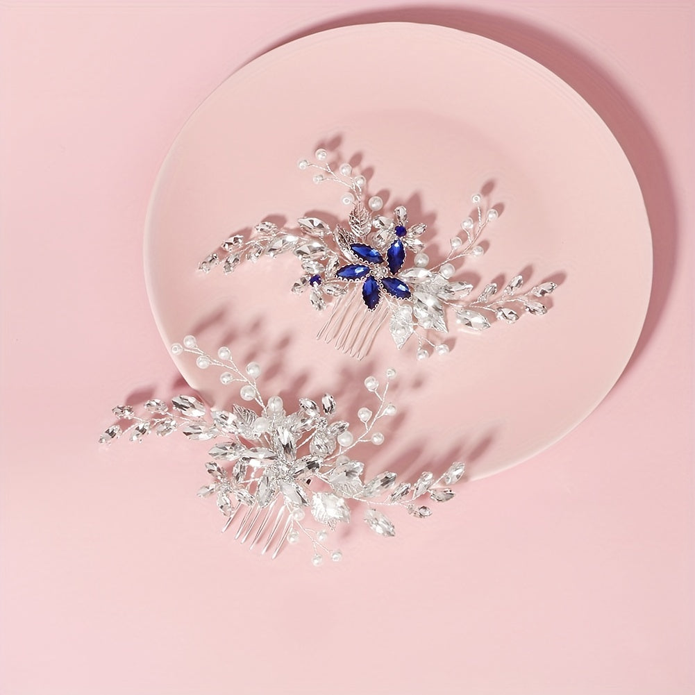 Bridal Hair Comb with Faux Pearl and Crystal Insert