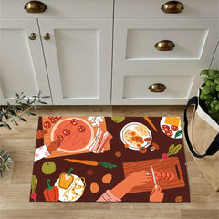 Cartoon Kitchen Mat Food Pattern Rug
