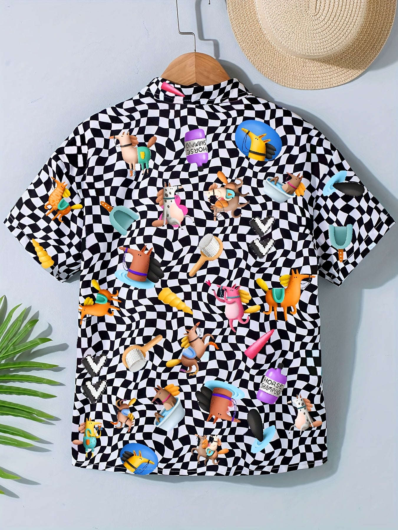 Kids Casual Checkered Short Sleeve Shirt for Summer
