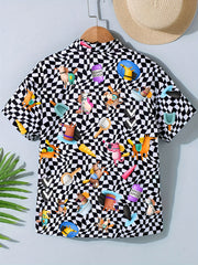 Kids Casual Checkered Short Sleeve Shirt for Summer
