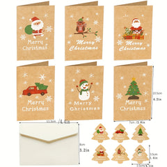 6pcs Christmas Blessing Cards with Envelope Stickers