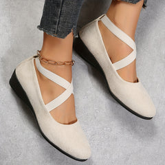 Women's Comfortable Closed Toe Slip On Wedge Shoes
