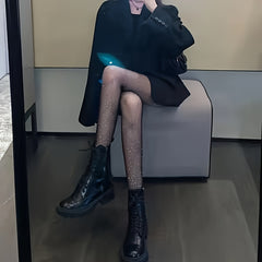 Rhinestone Fishnet Tights High Waist Pantyhose Stockings