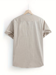 Men's Casual Short Sleeve Cotton Shirt for Summer Resort Vacation