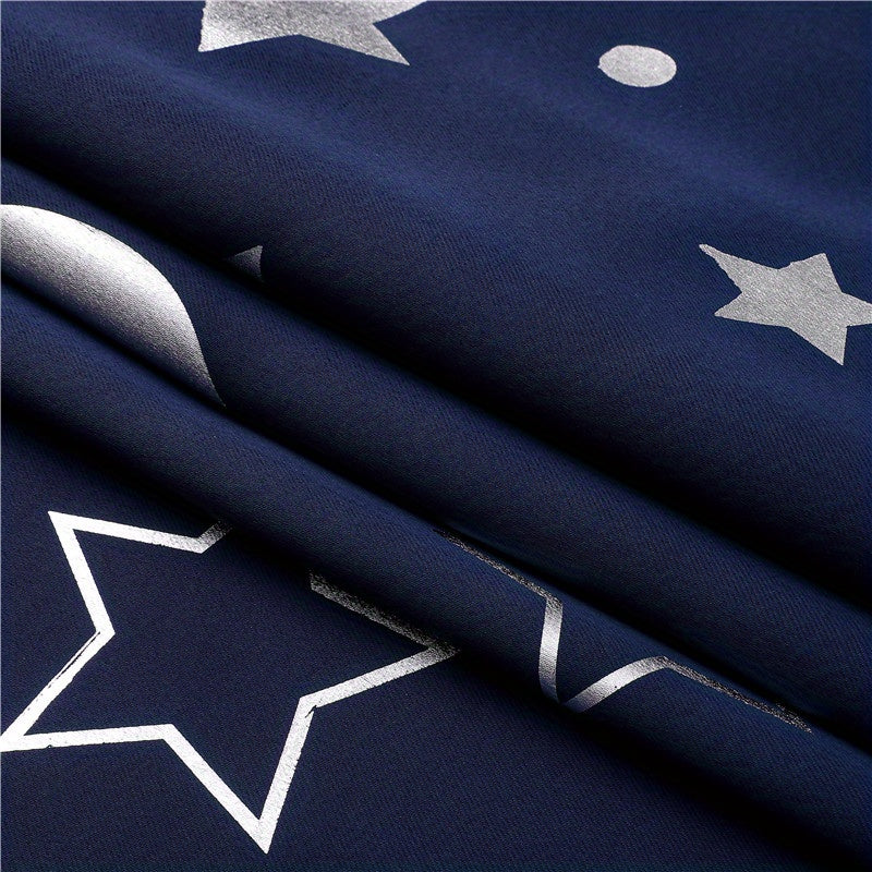 Star Moon Blackout Window Curtain for Home Decor