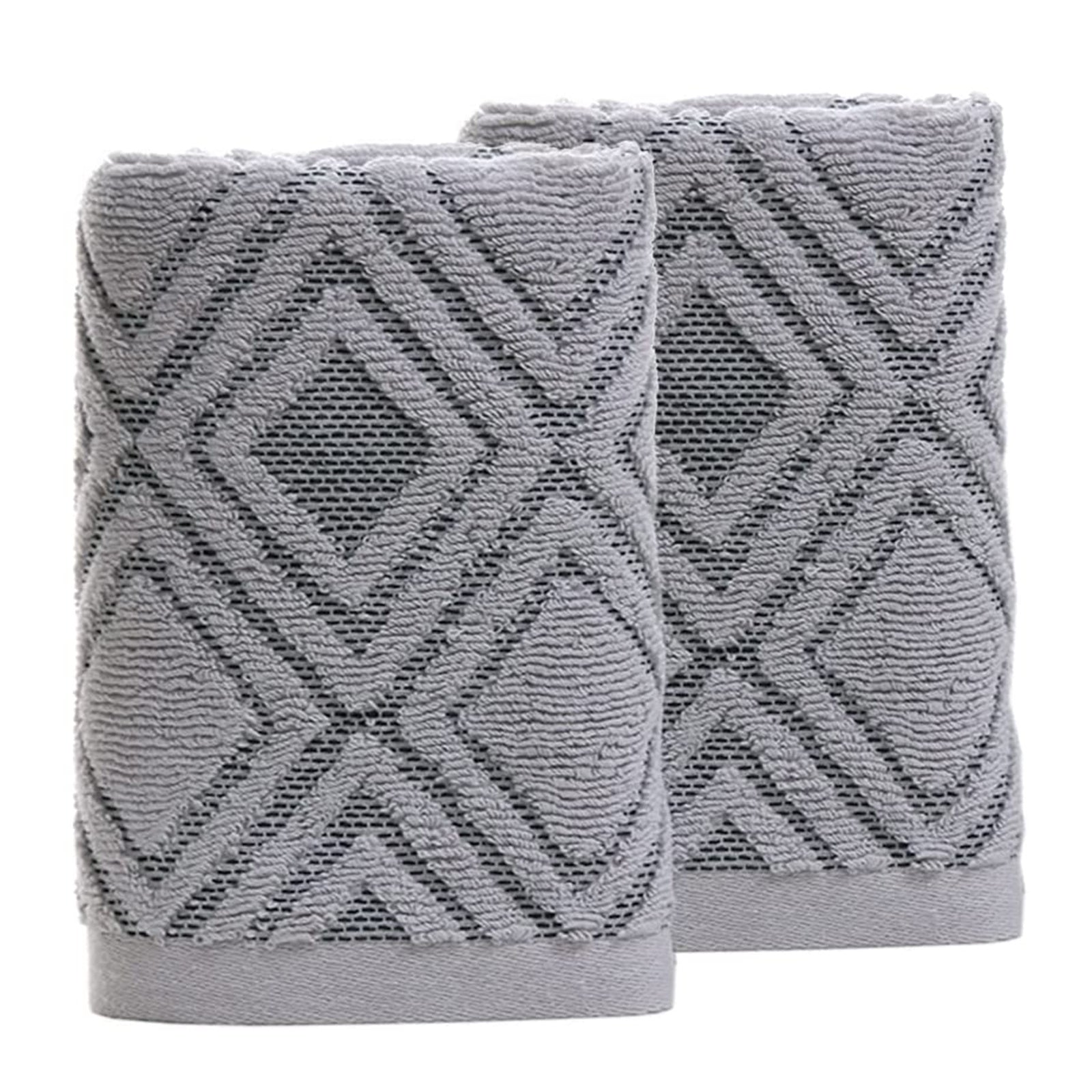 2pcs Rhombus Hand Towels Set Soft Absorbent Decorative Cotton