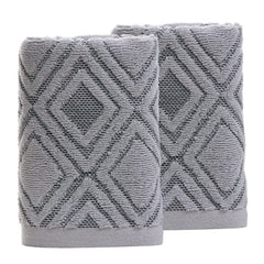 2pcs Rhombus Hand Towels Set Soft Absorbent Decorative Cotton