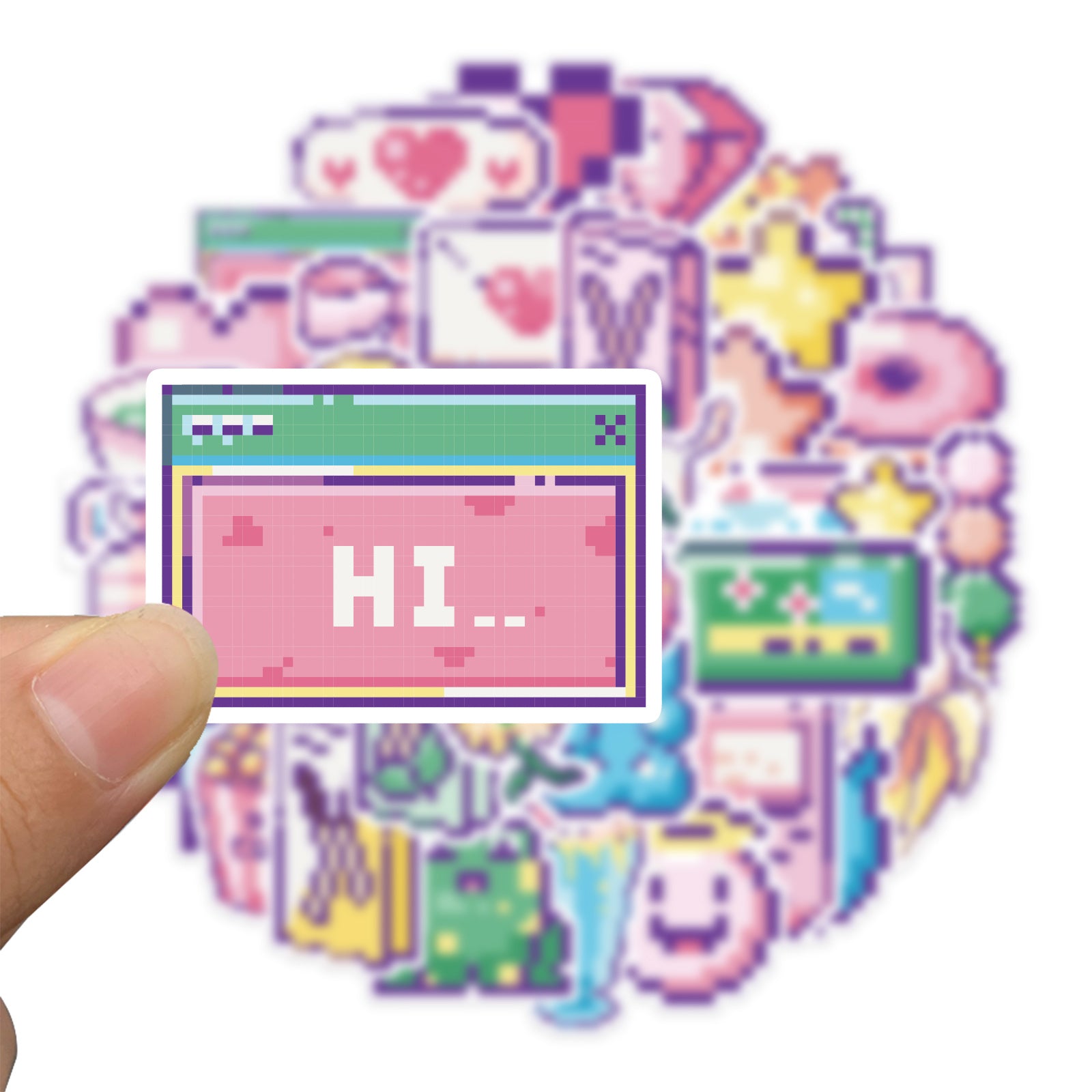 48pcs Cartoon Pixel Waterproof Stickers DIY Luggage Notebook Decor