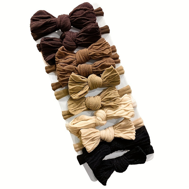 10pcs Bow Head Rope Elastic Leather Band Ponytail Tie Hair Head Rope