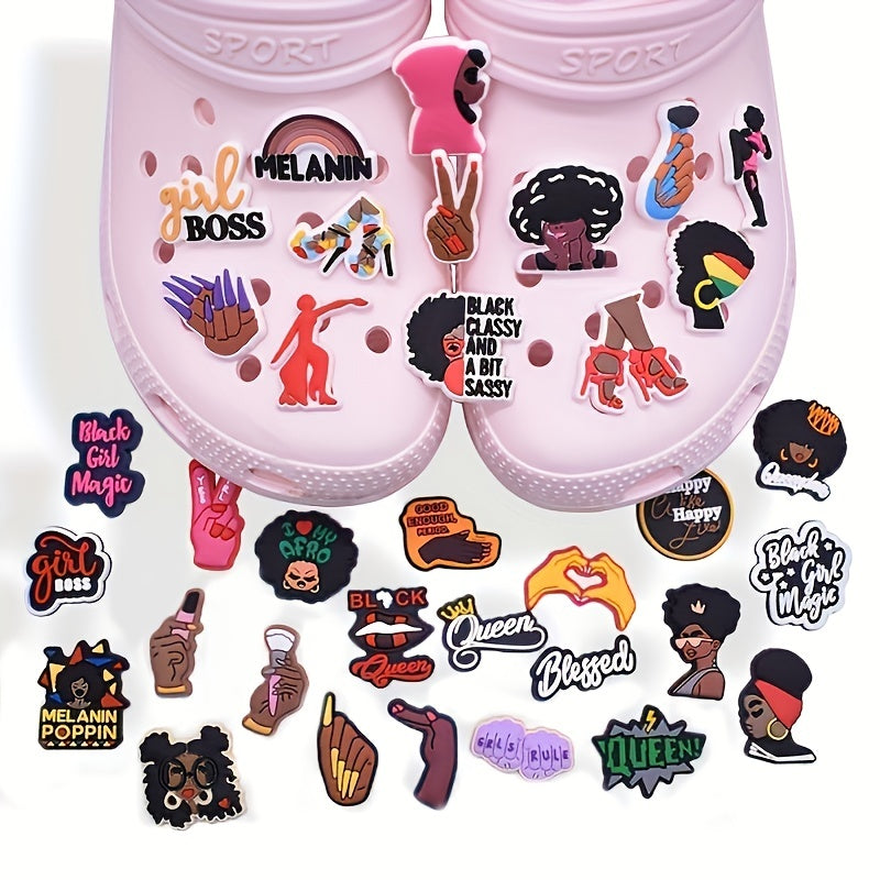36pcs Girl Magic Rubber Shoe Charms Bubble Slides Sandals PVC Shoe Decorations