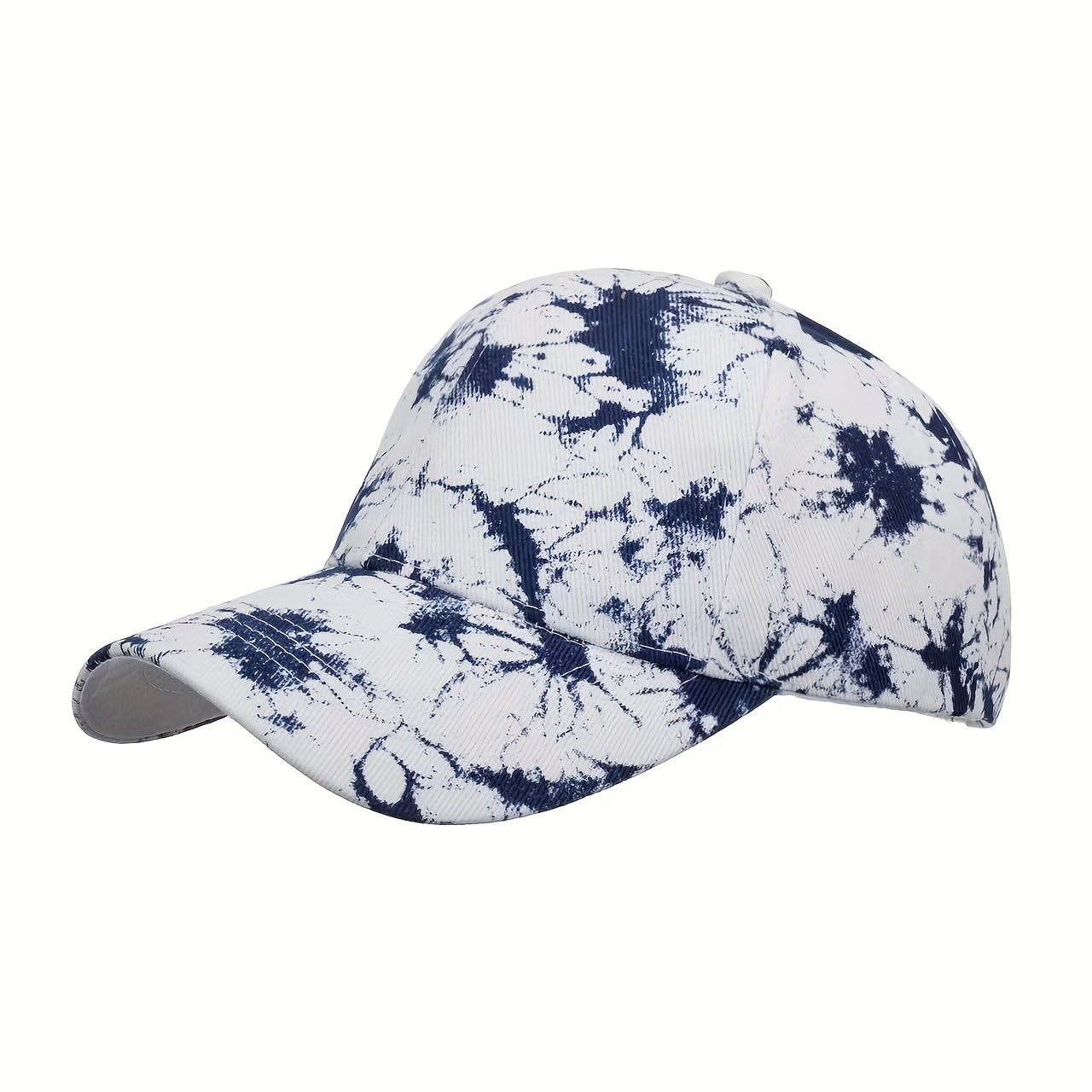 Navy Tie Dye Baseball Cap Printed Cotton Dad Hat Adjustable Lightweight