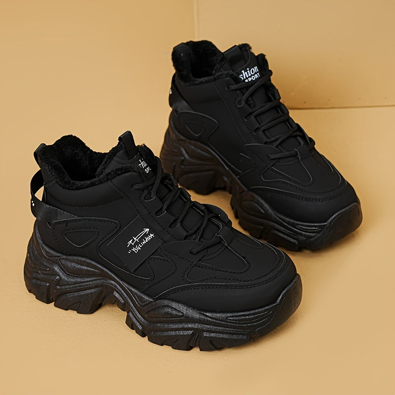 Plush Inner Chunky Sneakers Non slip Height Increased Casual Walking Shoes