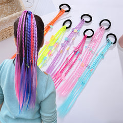 6pcs Colorful Braided Wigs Hair Ties With Decorations
