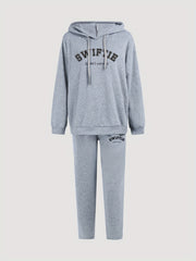 Women's Plus Art Letter Print Hoodie & Sweatpants Set