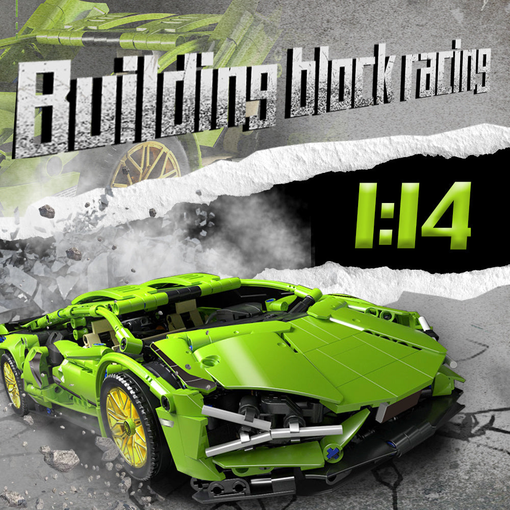 1 10 Scale Green Sports Car Building Blocks
