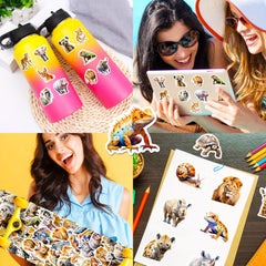 100pcs African Animal Stickers Watercolor Decals for Bottles Laptops Phones