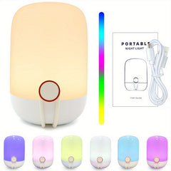 Kids Dimmable Touch Lamp Rechargeable RGB Changing Portable Bedside Lamp