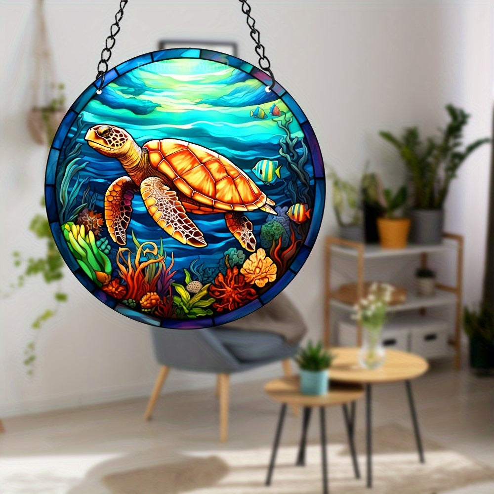 Sea Plant Turtle Fish Stained Acrylic Window Hanging Suncatcher