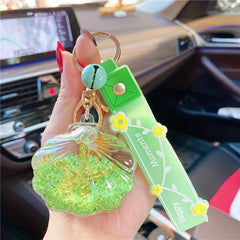 Starfish Keychain Liquid Floating Quicksand Keychains Bag Charm Car Key Ring