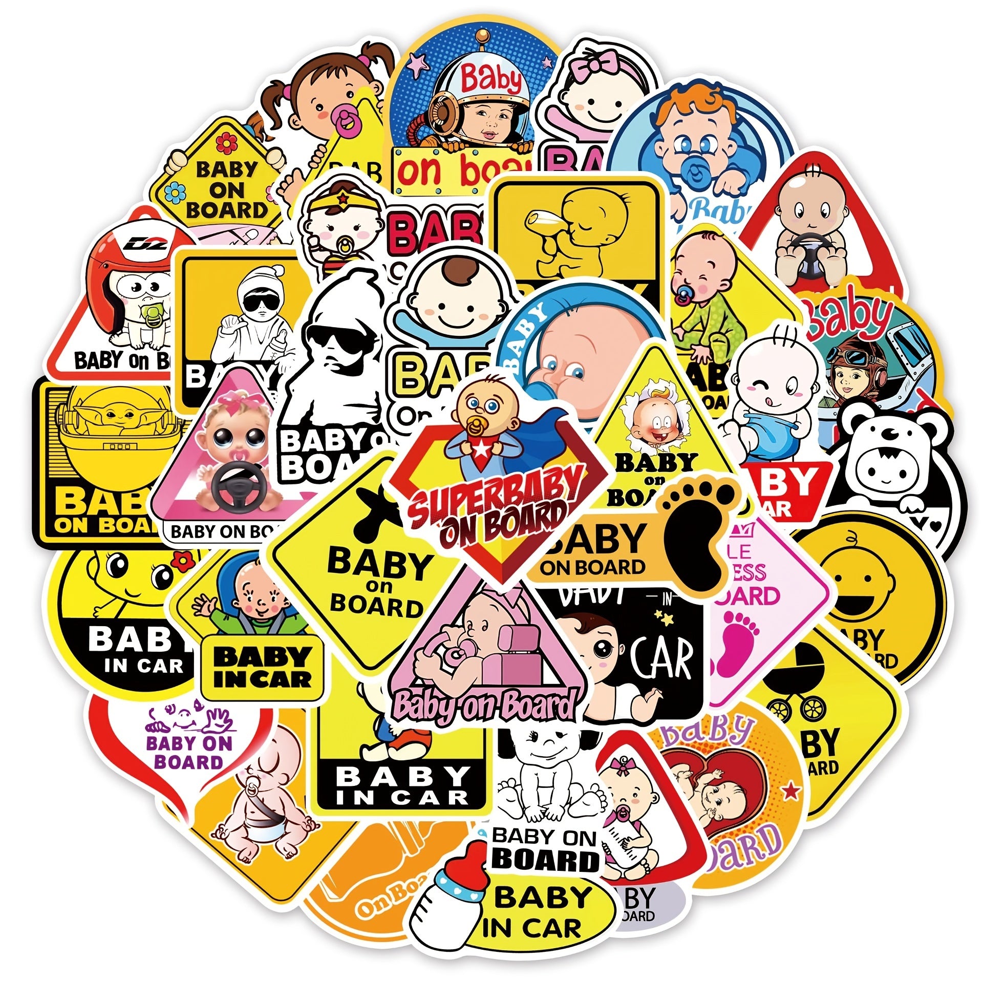 50 Baby On Board Car Doodle Stickers for Strollers