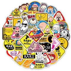 50 Baby On Board Car Doodle Stickers for Strollers