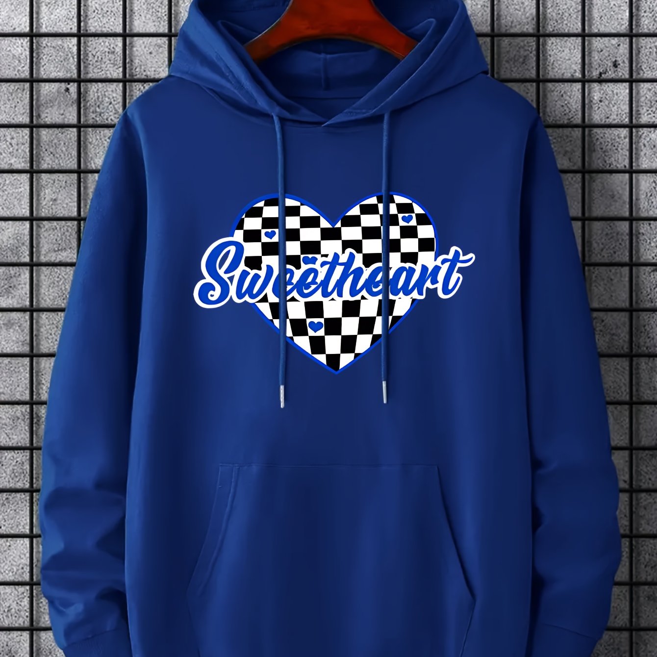 Men's Sweetheart Print Hoodie Casual Stretch Hooded Sweatshirt