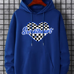 Men's Sweetheart Print Hoodie Casual Stretch Hooded Sweatshirt