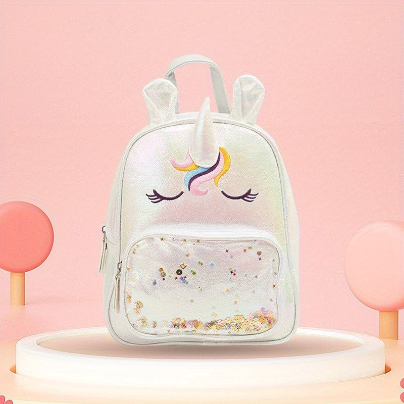Kids Cartoon Sequins Backpack Waterproof PU Leather