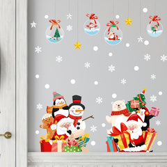 2pcs Christmas Window Stickers Santa Claus Snowman Decor
