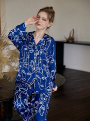 Face Sketch Pajama Set Top & Pants Women's Sleepwear