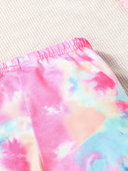 Girls Tie Dye Print Leggings Elastic Soft Trousers Kids Casual Pants