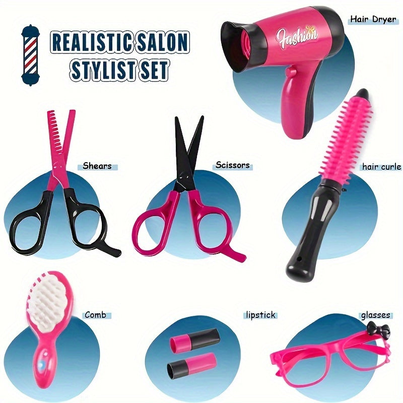 Girls Beauty Salon Set Hair Cutting Kit Pretend Play Hairdresser Toy