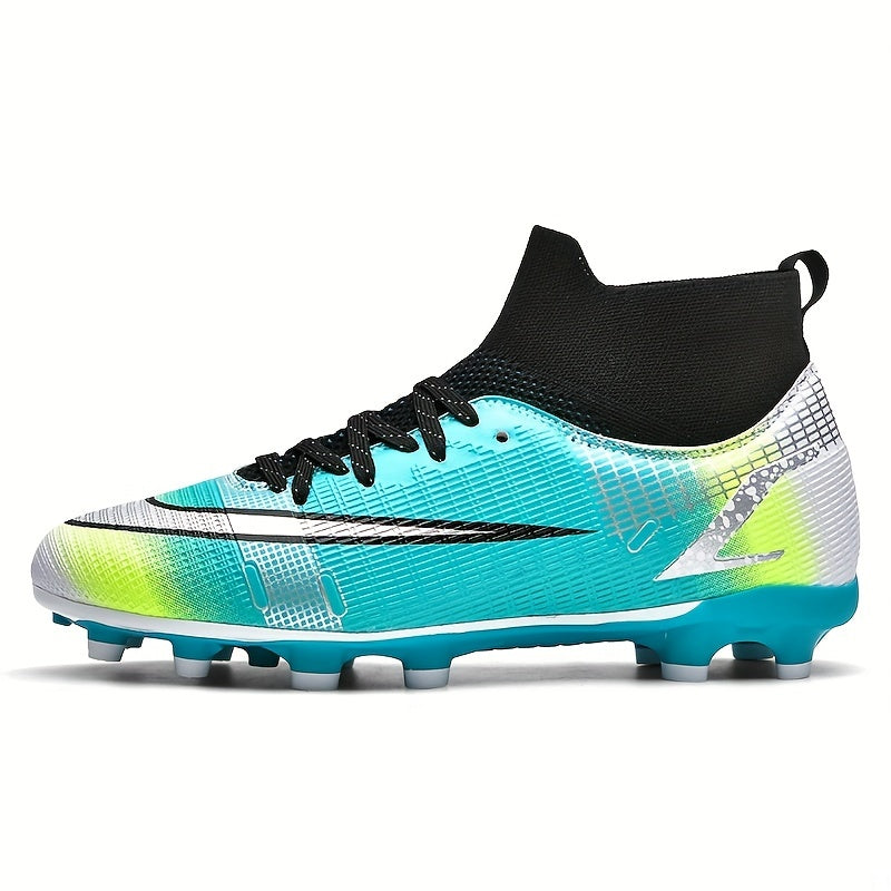 Men's High Top Colorblock Soccer Boots Football Cleats Shoes