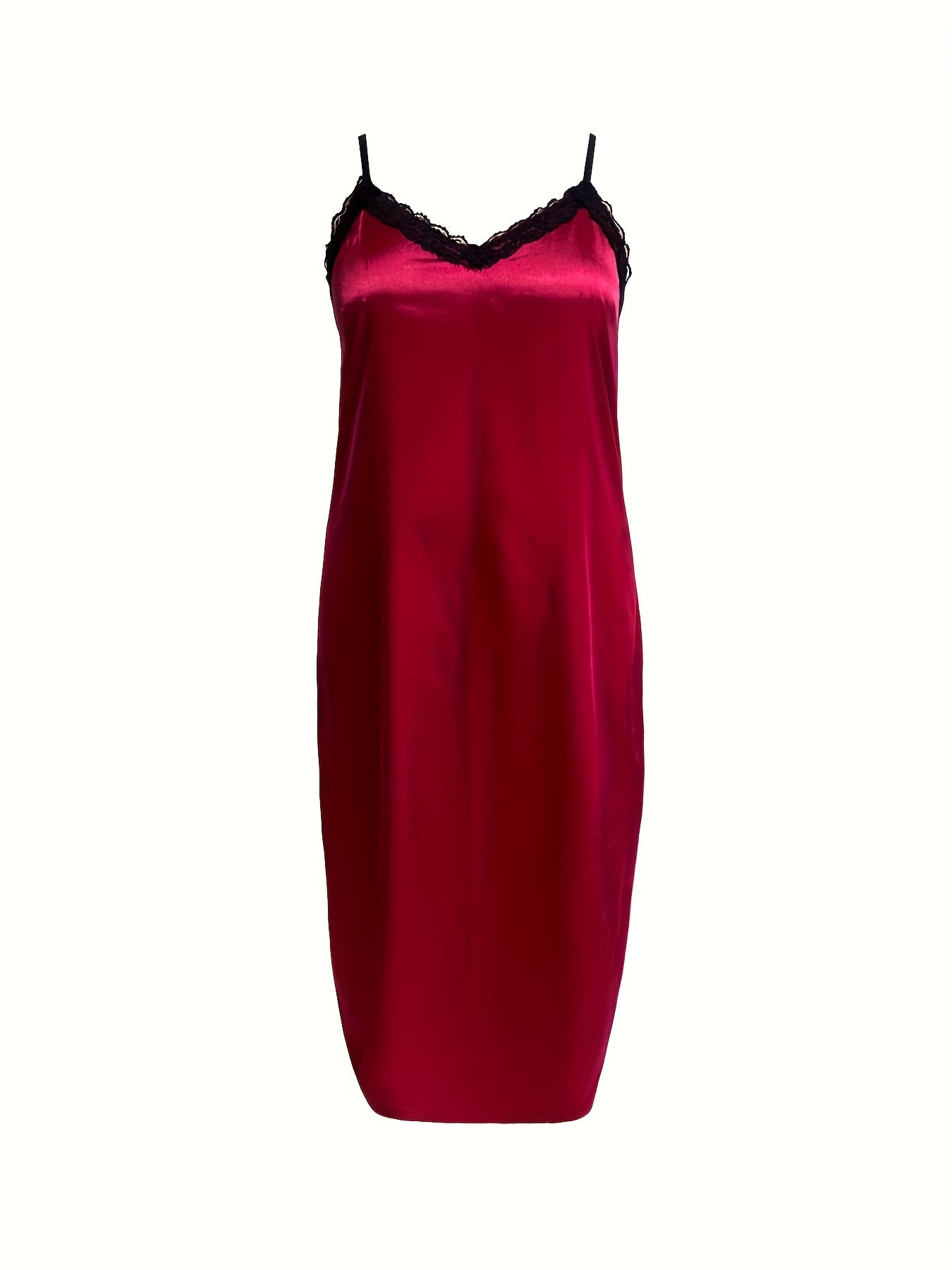 Sexy Lace Trim Satin Cami Sleep Dress