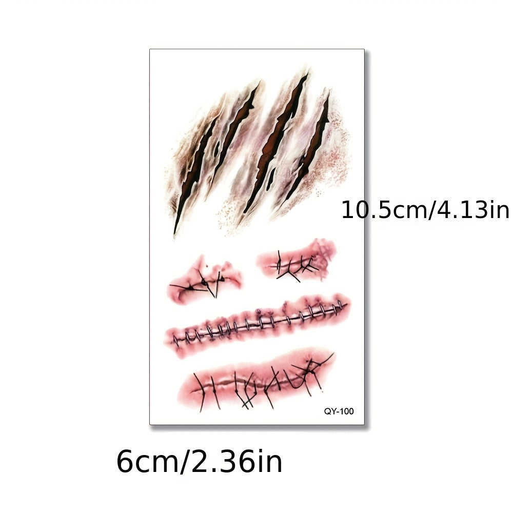 Scar Tattoo Stickers Halloween Decorations Realistic Wounds Waterproof Stickers