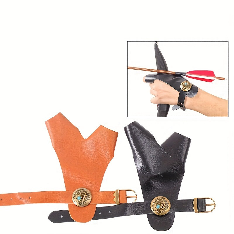 Archery Hand Guard Traditional Bow Finger Guard PU Leather Archery Glove