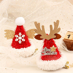 2pcs Christmas Mini Hat Clips Decorative Hair Clips Holiday Decoration