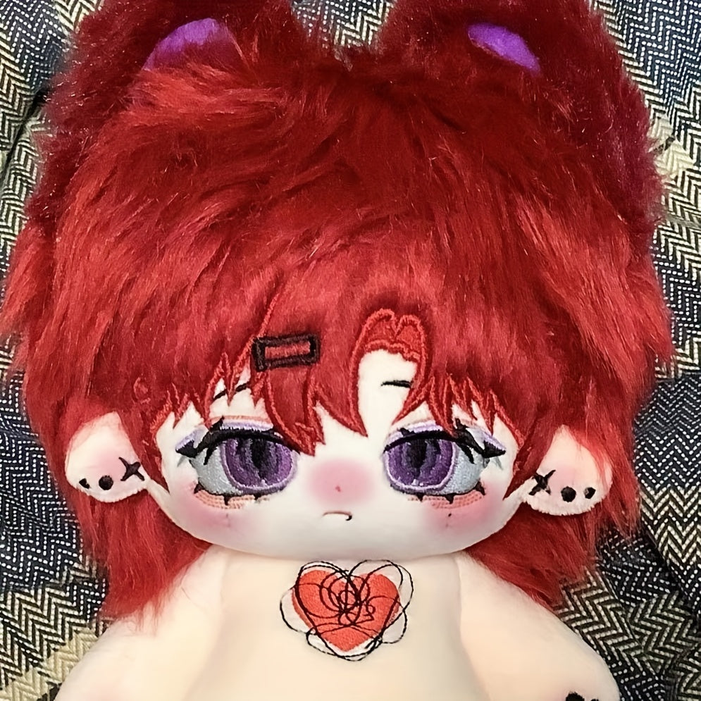 Red Long Hair Plush Doll with Big Ears