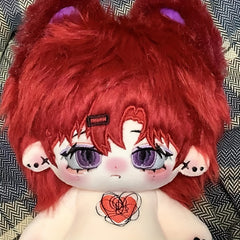 Red Long Hair Plush Doll with Big Ears