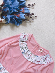 Floral Ruffle Collar Long Sleeve Dress For Girls
