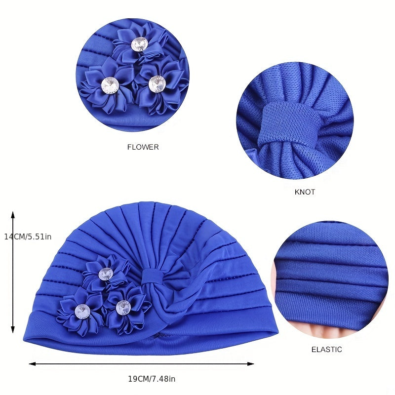 Kids' Diamond Flower Pleated Turban Hat