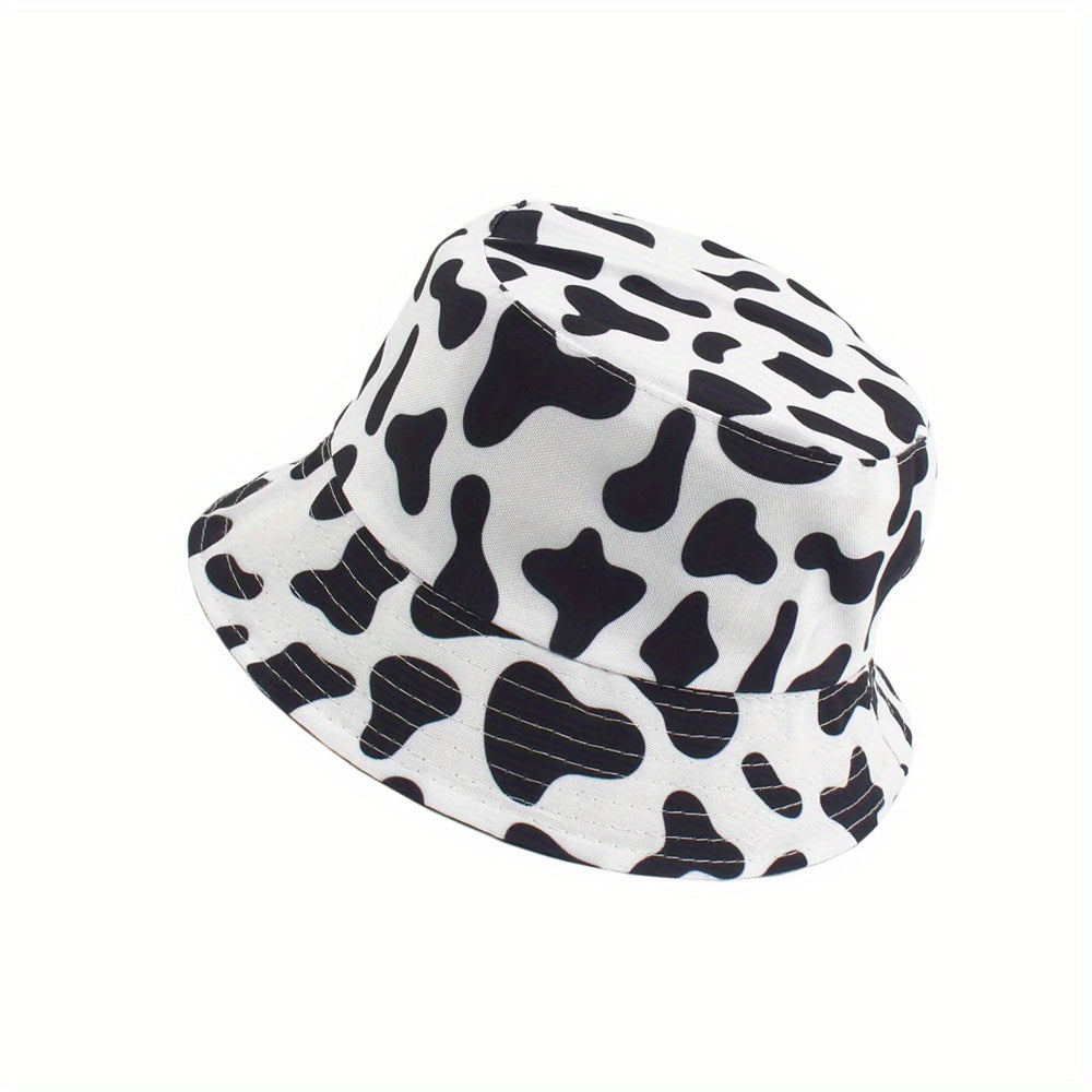 Cow Pattern Bucket Hat Reversible Printed & Basin Hat Sunscreen Fisherman Cap