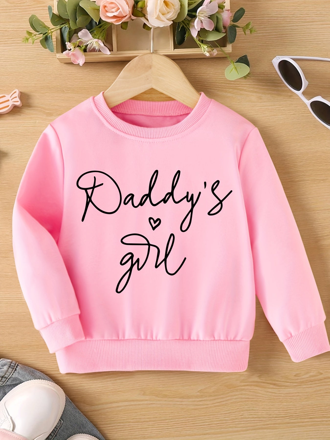DADDY'S GIRL Letter Print Girls Casual Pullover Sweatshirt